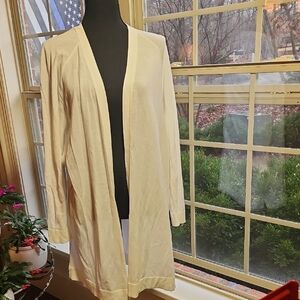 Eileen Fisher White Tunic Length Open Sweater S/P